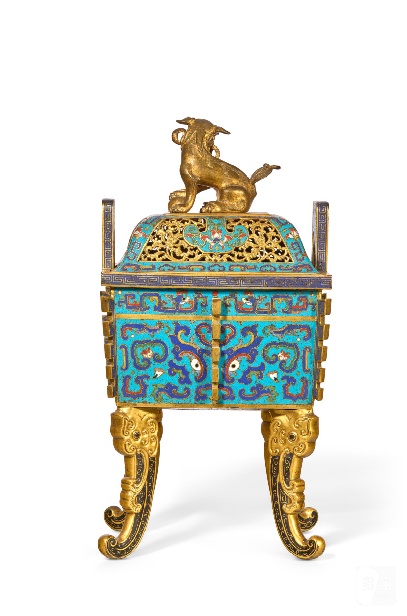 BRÛLE-PARFUM COUVERT EN ÉMAUX CLOISONNÉS, FANGDING  CHINE, DYNASTIE QING, ÉPOQUE QIANLONG (1736-1795) - 图4